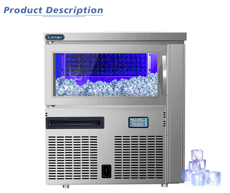ICM-120P Wholesale Commercial Automatic 65kg Ice Making Machine High End Blue Light Ice Maker Factory Low Price for Hotel / Cafe
